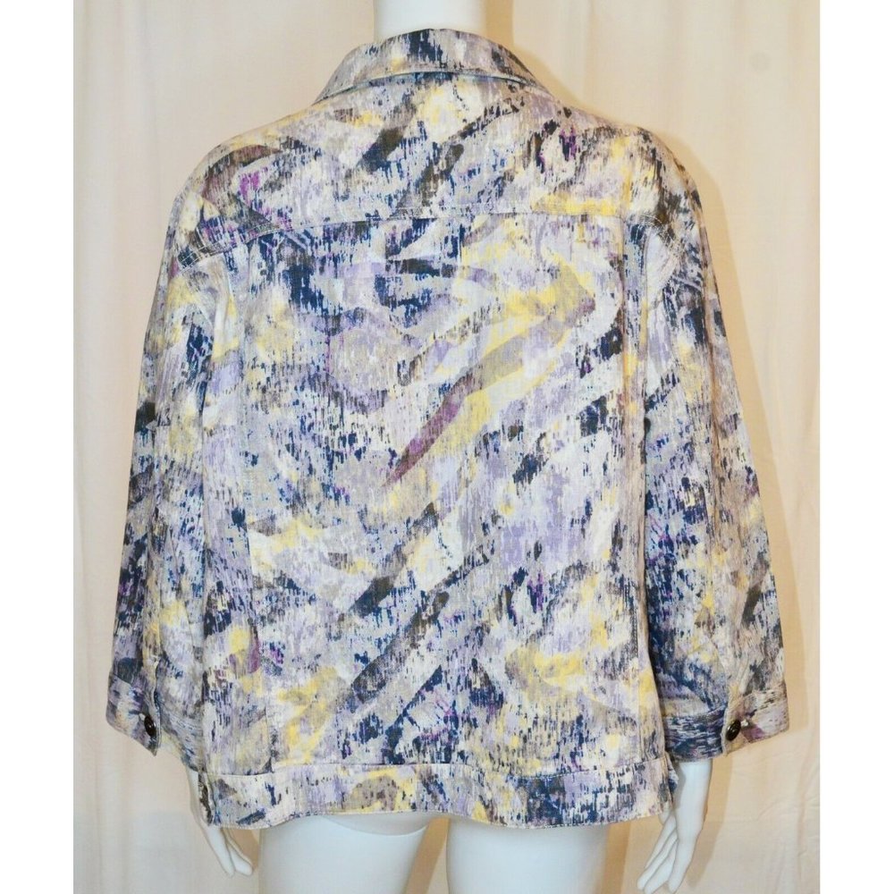 Chico’s Linen Blend Abstract Button Front Jacket … - image 4